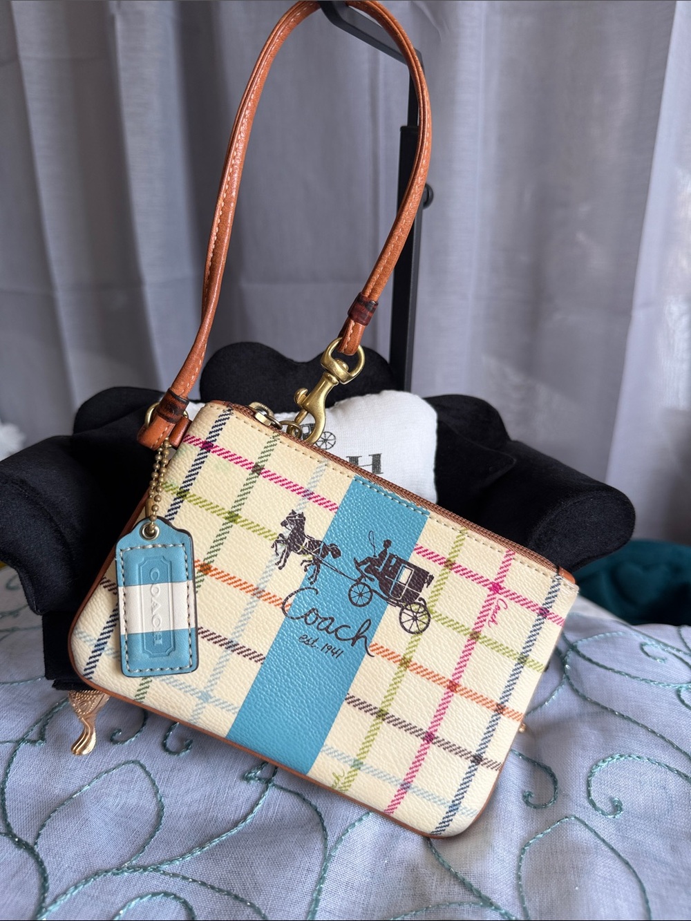 Coach Tattersall Vintage 1941 Heritage Stripe Wristlet